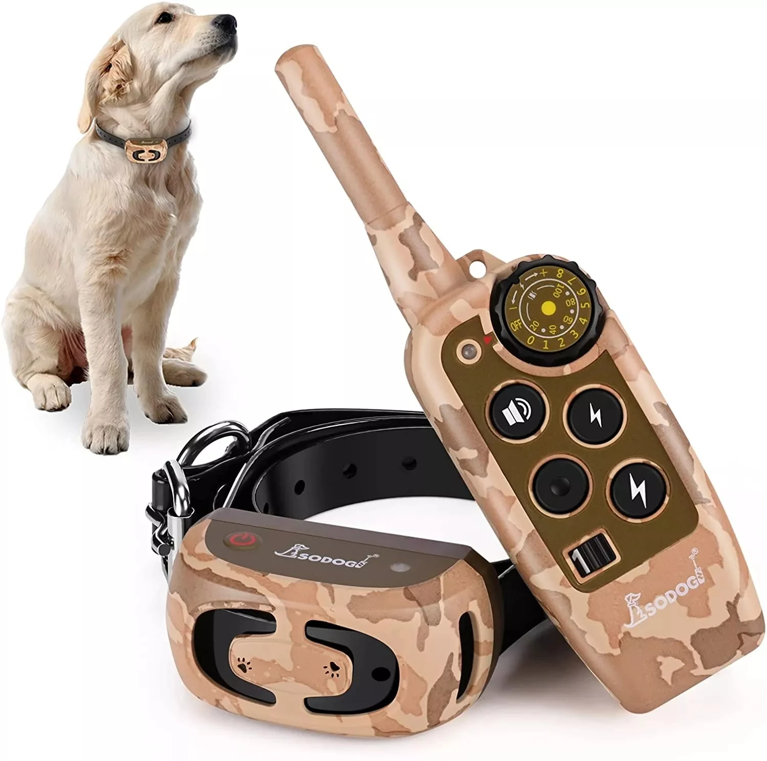 Coleira de cão Impermeável e Recarregável Elétrica animal de Estimação Controle Remoto com Display LCD Choque, Vibração, Som laranja coleira para cães 1-2