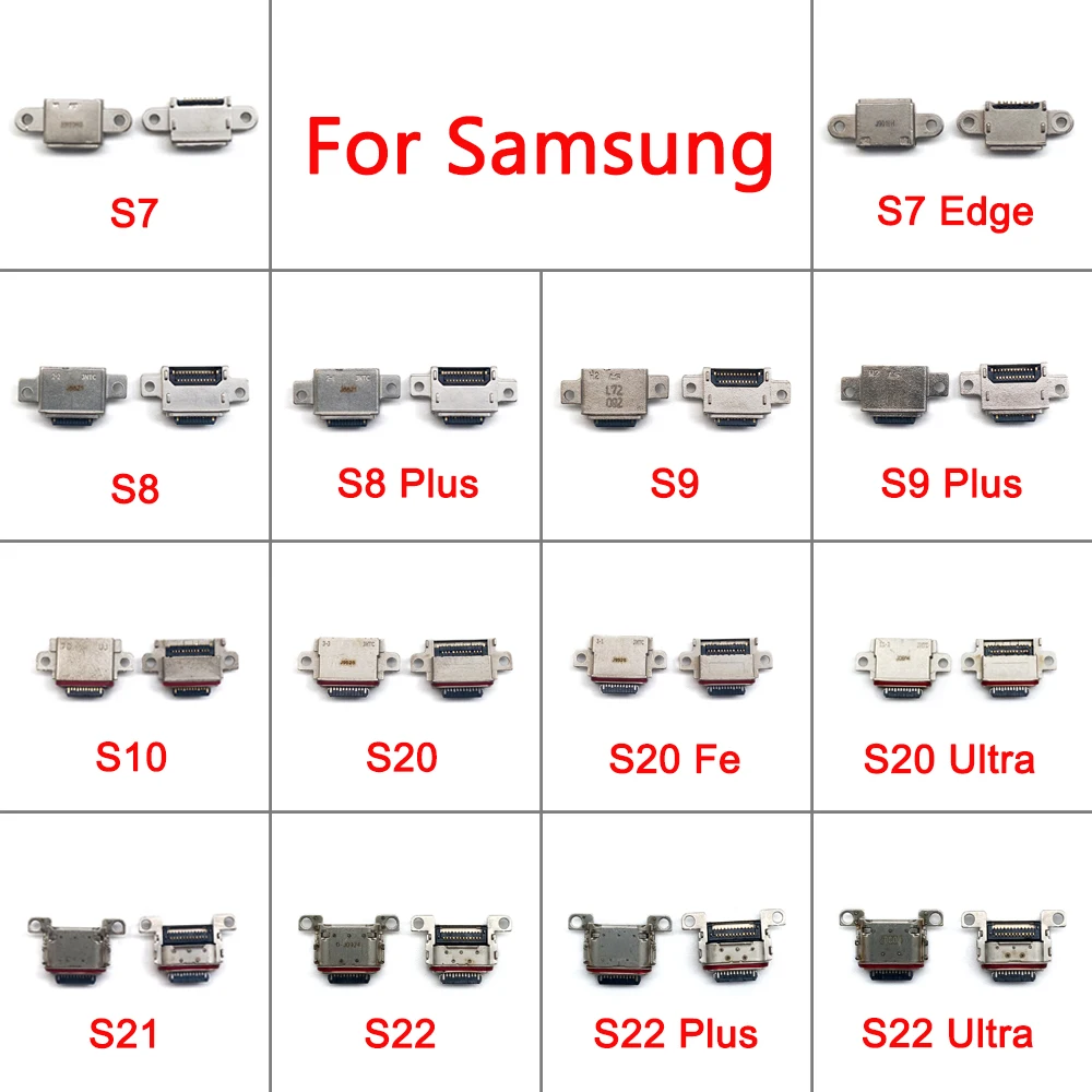 10 Pcs Porta USB Conector Dock Para Samsung S21 S22 Mais S20 Ultra S10 S8 S9 S7 Borda de Carregamento Plug do Carregador Peças