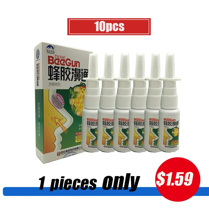 10 peças de rinite spray com ervas Chinesas ingredientes, antibacteriano de limpeza, para o nariz de cuidados