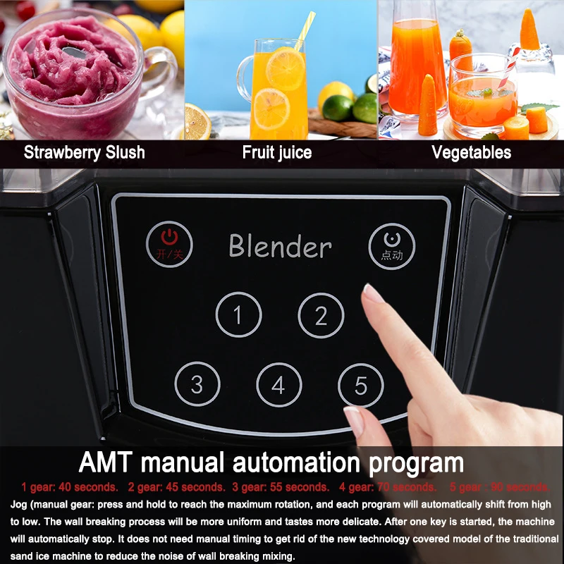 1000W Comerciais Pesados Grau Blender Mixer Espremedor de Alta Potência Processador de Alimentos Gelo Smoothie Bar Liquidificador Frutas