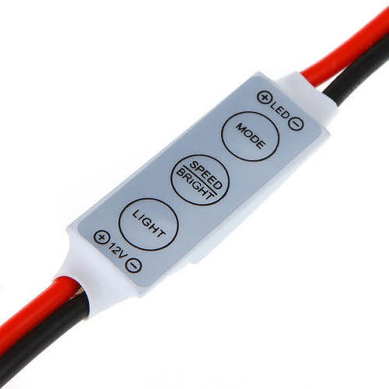 100pcs mini 3-chave monocromático controlador sem DC, apropriado para o LED monocromático luzes com corda de luz 12v-24v