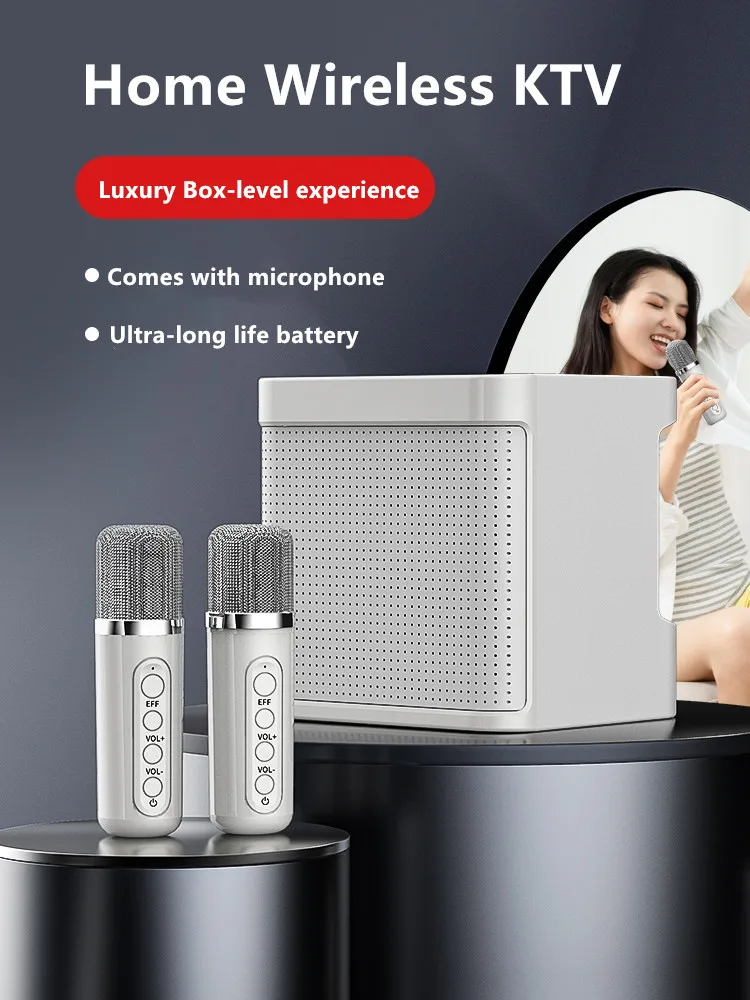 100W Pico de Alta Potência para Casa de Karaoke Boombox All-in-one Cantando Dispositivo Com Microfone sem Fio Duplo Exterior Bluetooth Portátil com alto-Falantes