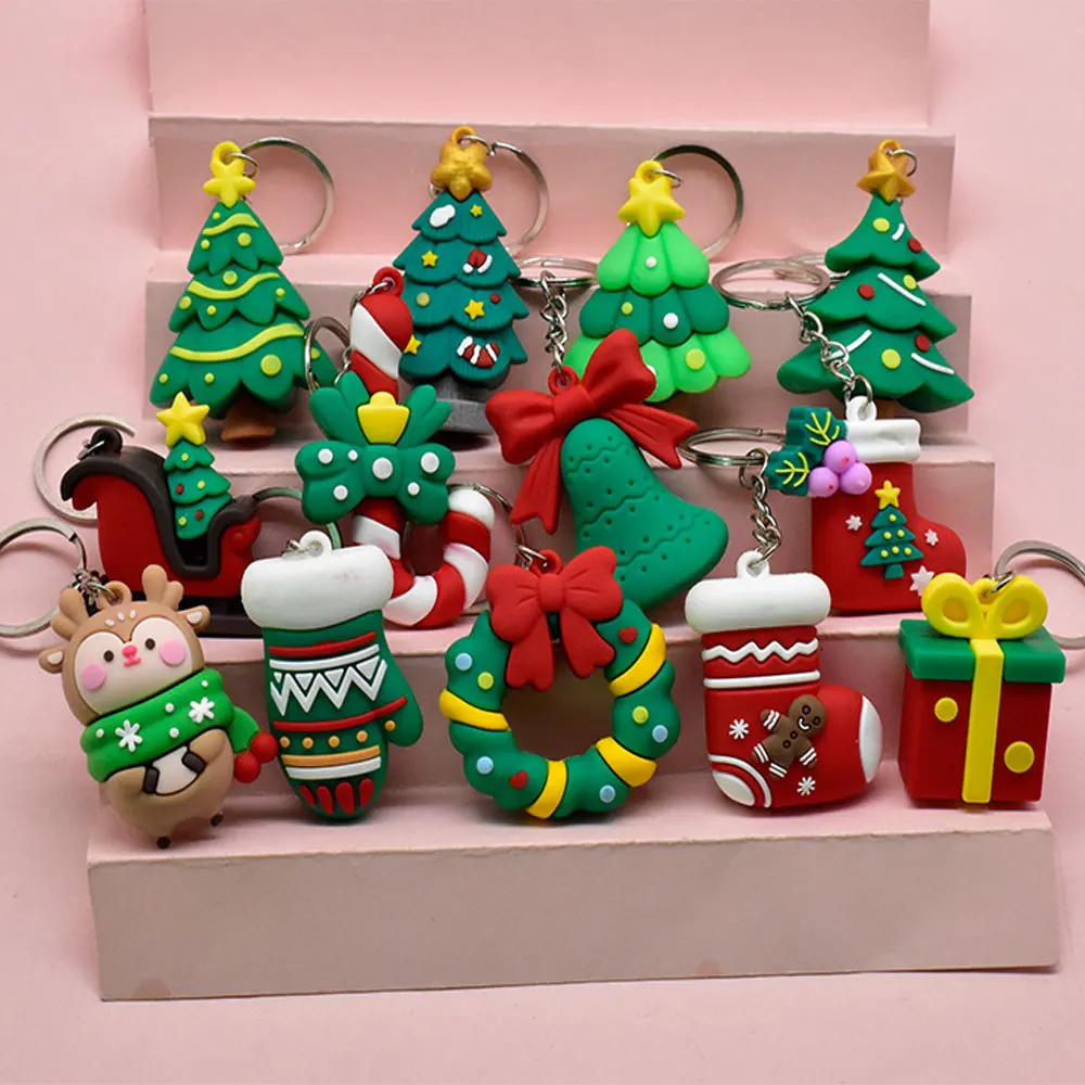 10Pcs desenhos animados de Natal Boneca Chaveiro de Natal Criativa Chave Pingente de Presentes de Natal de Plástico Macio Boneca Atacado