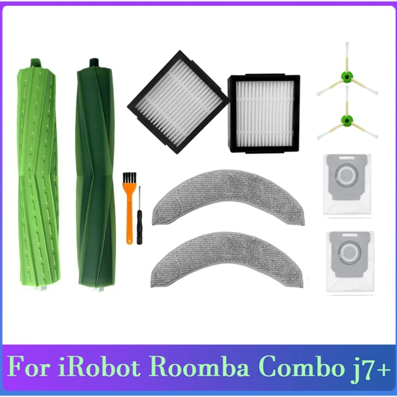 12PCS Peças de Substituição para o iRobot Roomba Combinação J7+ Aspirador de pó de Borracha Escova HEPAFilter Lado Pincel Mop Pano de Saco de Pó
