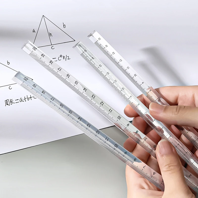 15 cm /20 Cm Simples, Transparente Triangular Reto Régua Kawaii Ferramentas de papel de carta Desenho de Presente Office Escola de Medição