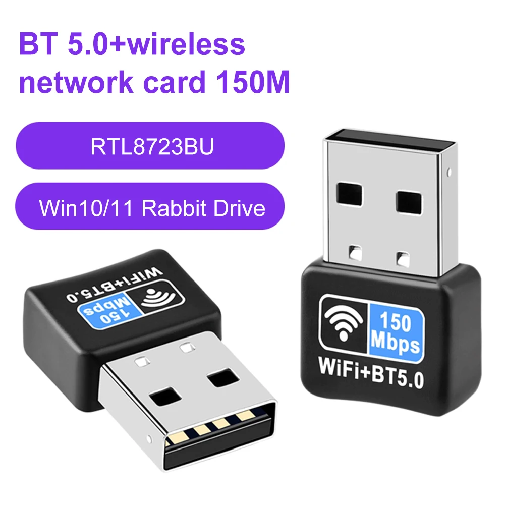 150Mbps Wireless USB Adaptador de wi-Fi Gratuito Driver Mini Dongle 2.4 Ghz Bluetooth 5.0 802.11 N Adaptador RTL8723 Placa de Rede para Desktop