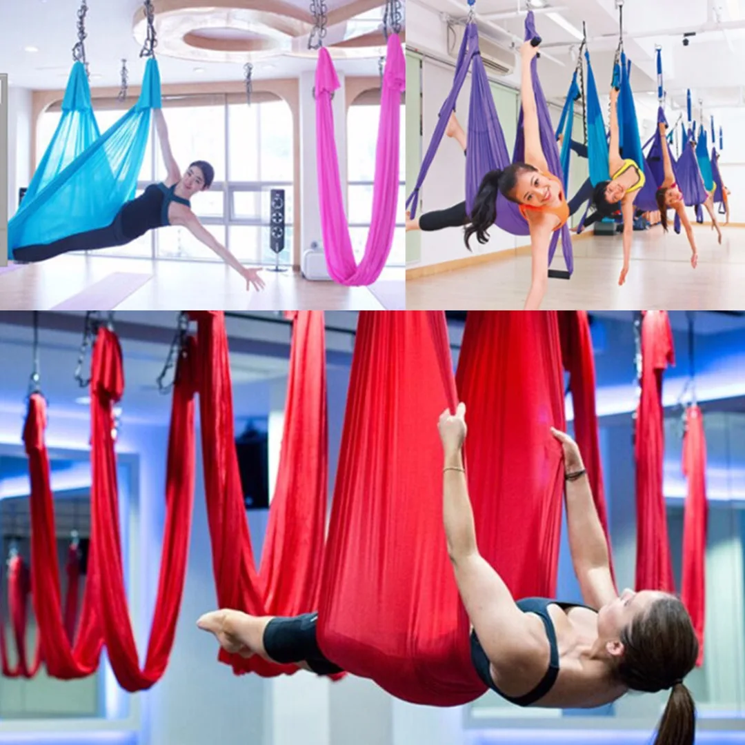 1pc Elástico Aérea Voando Anti-gravidade Yoga Rede Balançar Cintos De Yoga de Treinamento de musculação com Equipamentos de ginástica 2.8mX1m