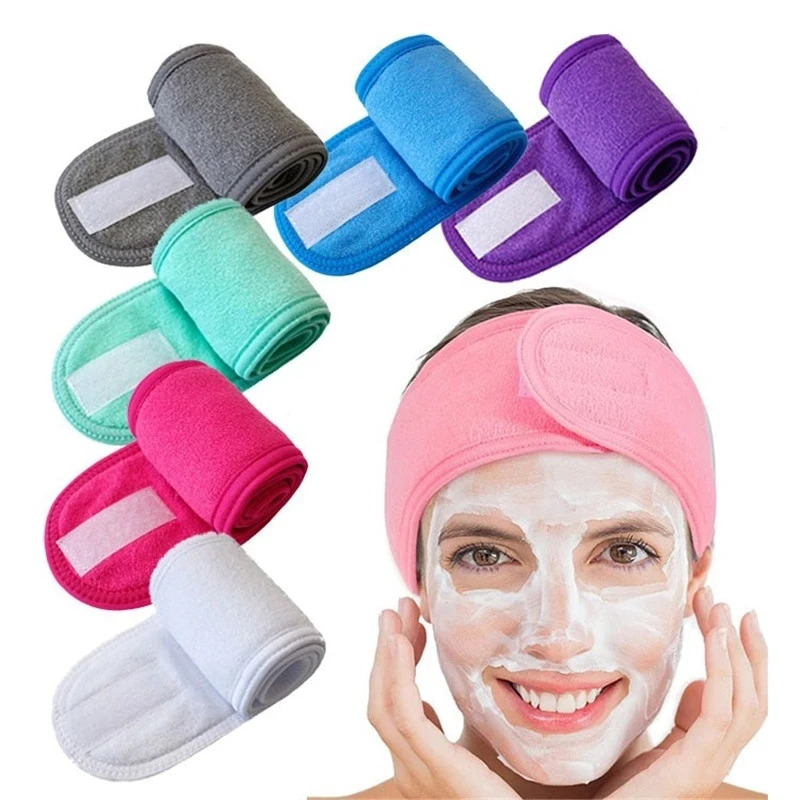 1pc Spa Maquiagem Suave Toweling Hairband Mulheres antiderrapante Ajustável de Esportes Cabeça Yoga Banho de Chuveiro Ampla Faixa de Cabeça
