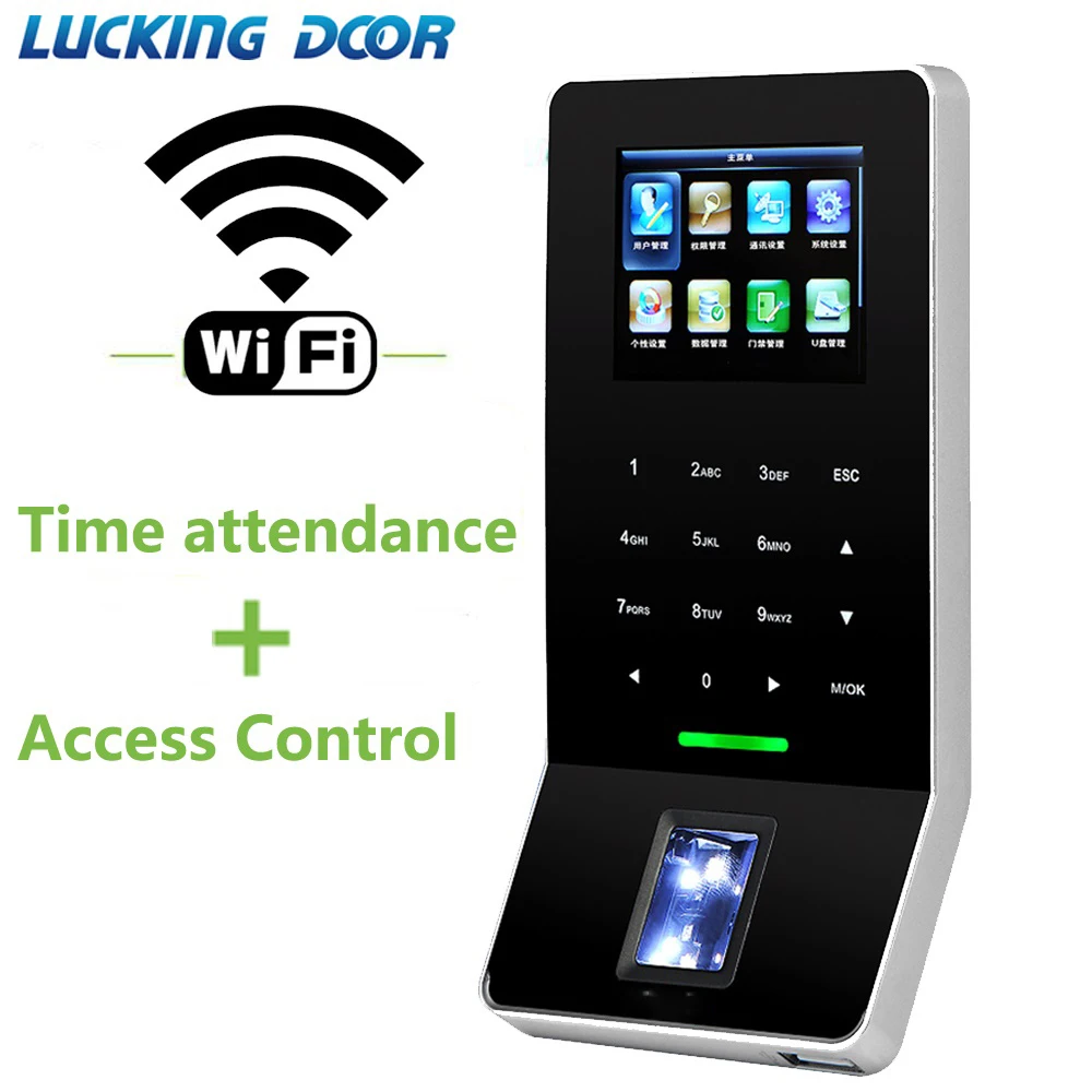 2.4 Polegadas LCD Biométrico de Controle de Acesso wi-FI Tempo de Atendimento do Sistema TCP/IP RJ45 Leitor de impressões digitais