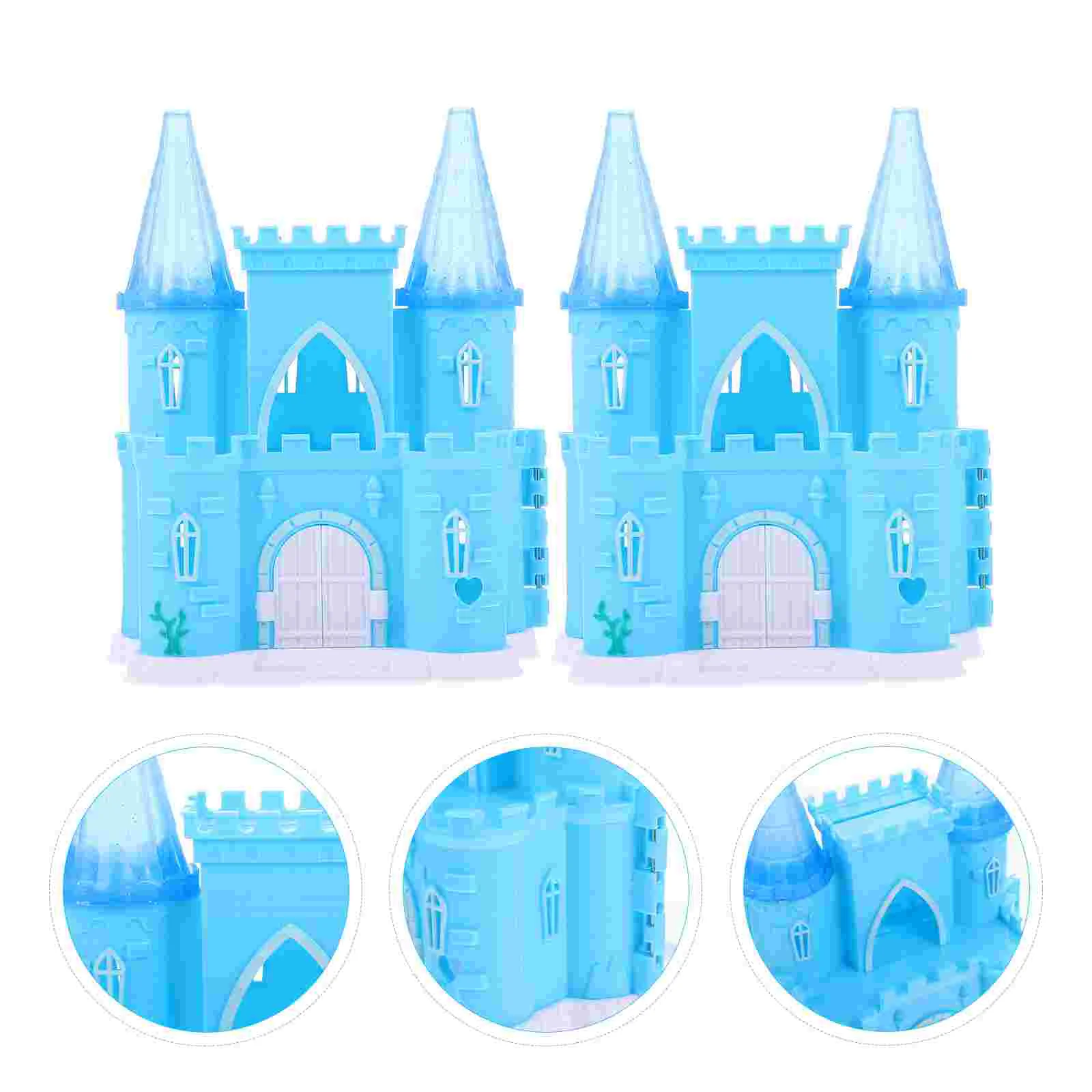 2 Pcs Castelo De Brinquedo Mini Casa Decoração Exterior De Crianças Brinquedos Pequenos Ornamentos Crianças Acessórios Villa Modelo