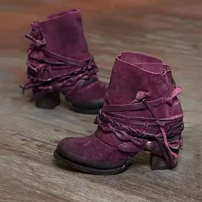 2022 Moda Calçados Femininos Cavaleiro Medieval Príncipe Plano Único Sapatos De Estilo Chinês, Retro Casual De Couro, Ankle Boots Curto De Inicialização