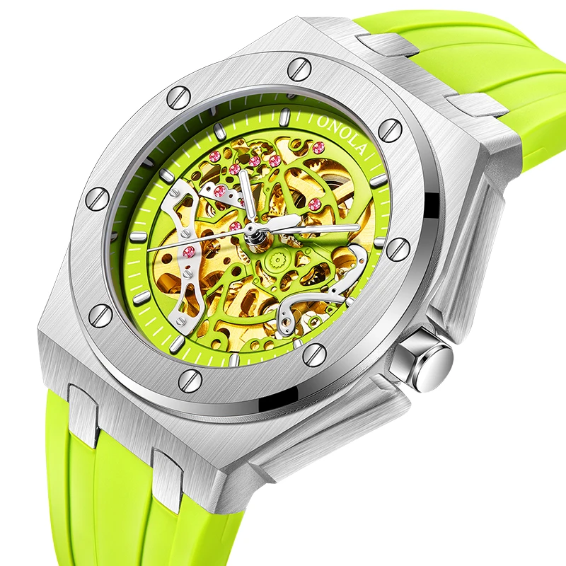 2023 Relógio para Mulheres dos Homens de Negócios de Moda relógio de Pulso ONOLA Automática Quadrado Oco Casual de Luxo Impermeável Mecânico Relógios