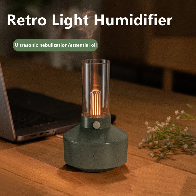 2023 Retro Luz Difusor De Aromaterapia Silêncio Diodo Emissor De Luz De Filamento De Luz Da Noite Humidificador Do Ar Para A Home Do Quarto