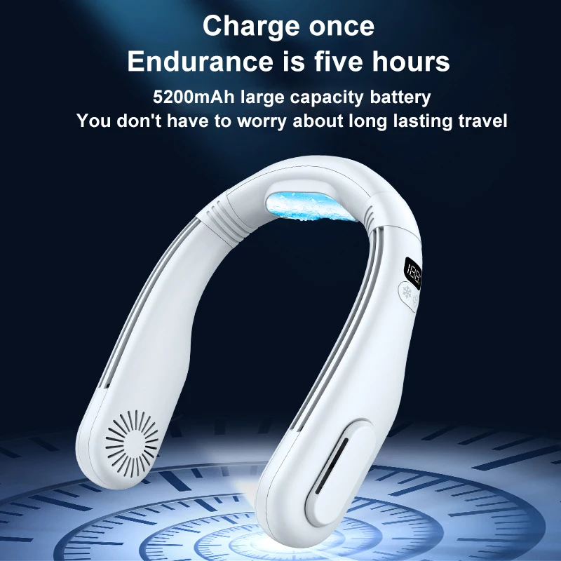 2023 USB Visor Digital de Refrigeração Pescoço Pendurado Ventilador Portátil de Verão Preguiçoso Silêncio menor Folha Pescoço Pendurado Ventilador de Ar Condicionado