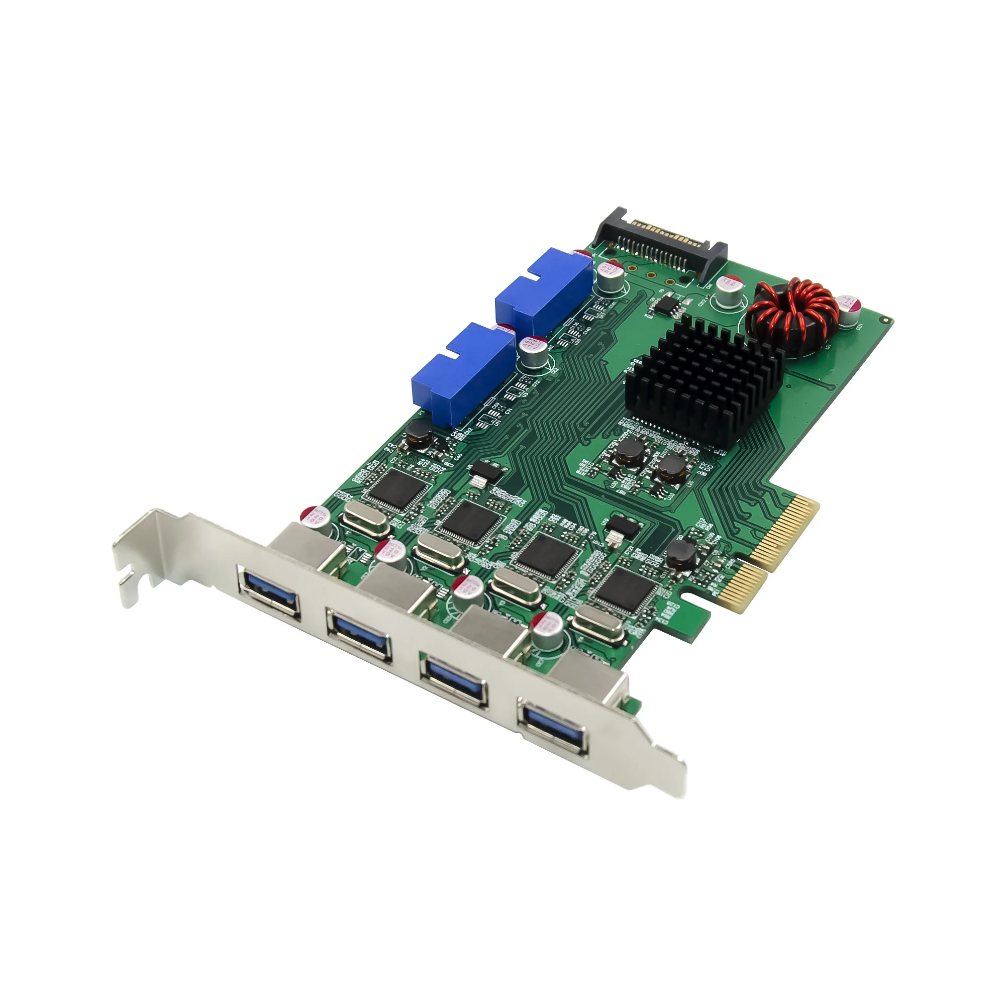 20Gbps PCI-E 2.0 X4 8 Porta USB3.0 cartão de Expansão de portas DUPLAS 19pin ASMedia ASM1042 Chipset PCIE câmera Industrial 4 USB3.0 20pin