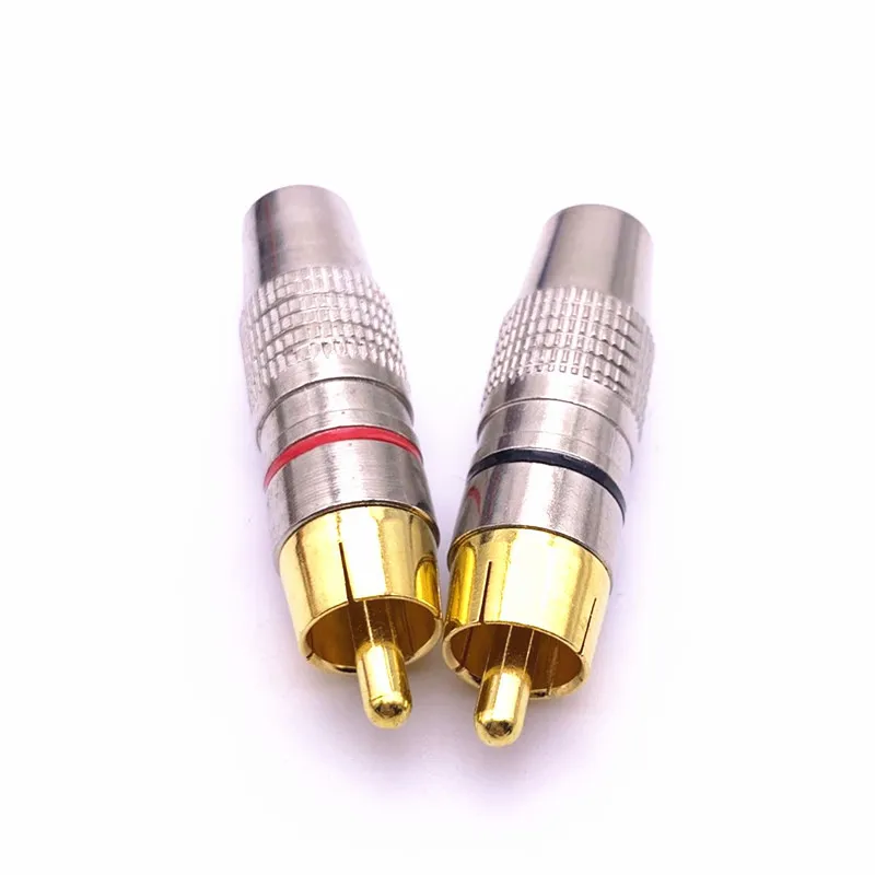 20Pcs/monte ATACADO Boa Qualidade de solda Banhado a Ouro Conector RCA RCA macho plug adaptador para Áudio Vidiod Fio Conector plug