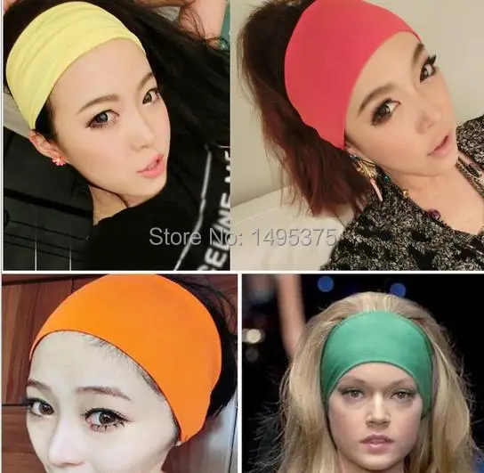 240pcs/monte Moda Candy color Meninas ampla yoga cabeça para mulheres de Esportes de diadema Elástico de Cabelo Bandas de headwear