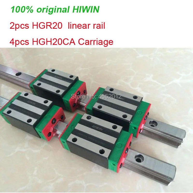 2pcs linear de trilho de guia 100% Original HIWIN HGR20 - 200 250 300 350 400 mm + 4pcs HGH20CA / HGW20CA Transporte