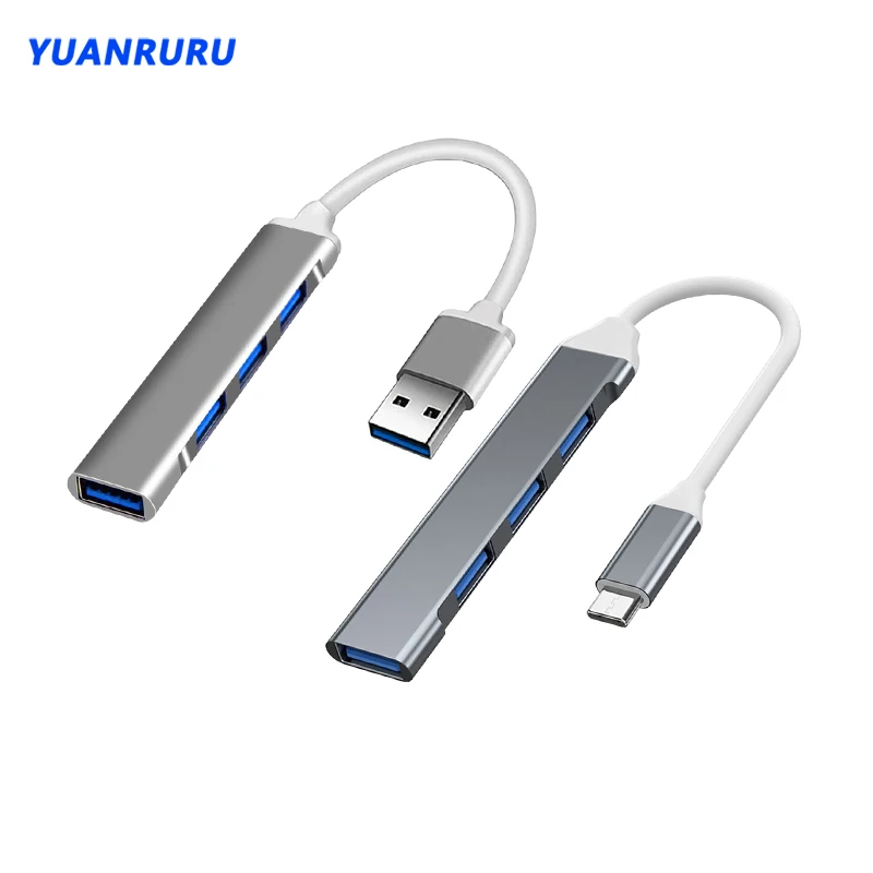 3.0 Hub de 4 portas USB Multi Divisor de Adaptador OTG Tipo C Adaptador de Energia USB para Macbook Xiaomi Lenovo PC Computador Portátil Acessórios