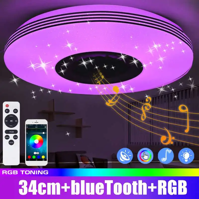 34 CM Moderno RGB LED Luzes do Teto, a Iluminação Home Remoto&APP de Música do Controle de Quarto de Luz Inteligente luminárias de Teto Com Controle Remoto