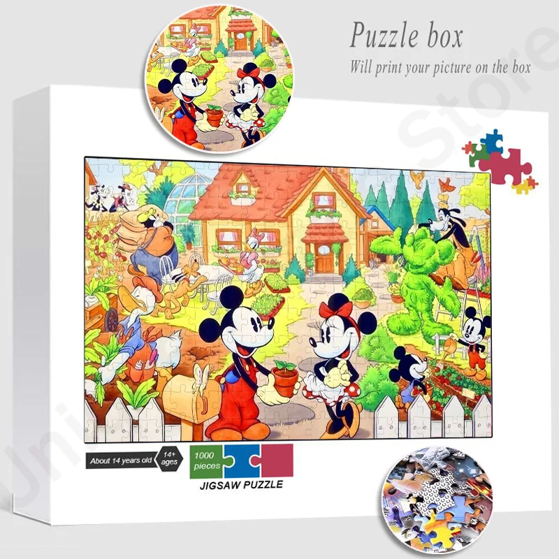 35/300/500/1000 Pcs Quebra-cabeça Hd de Impressão Disney Anime Mickey Mouse e Minnie Quebra-cabeça Manual Diy de Quebra-cabeça Jigsaw