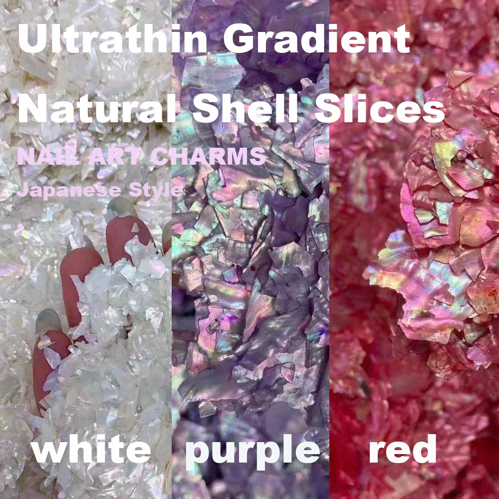 3D ultra-fino do Gradiente Natural Shell Fatia de Unhas de Charme em Estilo Japonês Fantasia Irregular Abalone Unhas Decoração DIY Manicure Acessório