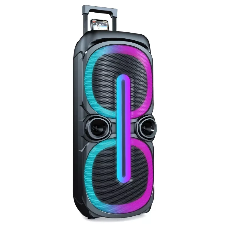 400W de Potência de Pico Duplo de 10 Polegadas Chifre Baixo DJ Portátil Bluetooth alto-Falante de Karaoke RGB Rolando Luz ao ar Livre Carrinho de Festa Boombox