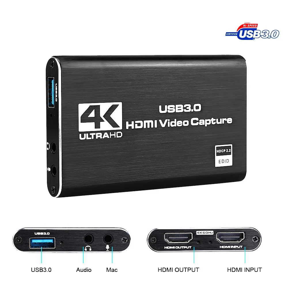 4K de gravação de tela USB3.0 1080P 60FPS jogo de captura de vídeo HDMI da placa de captura placa de captura
