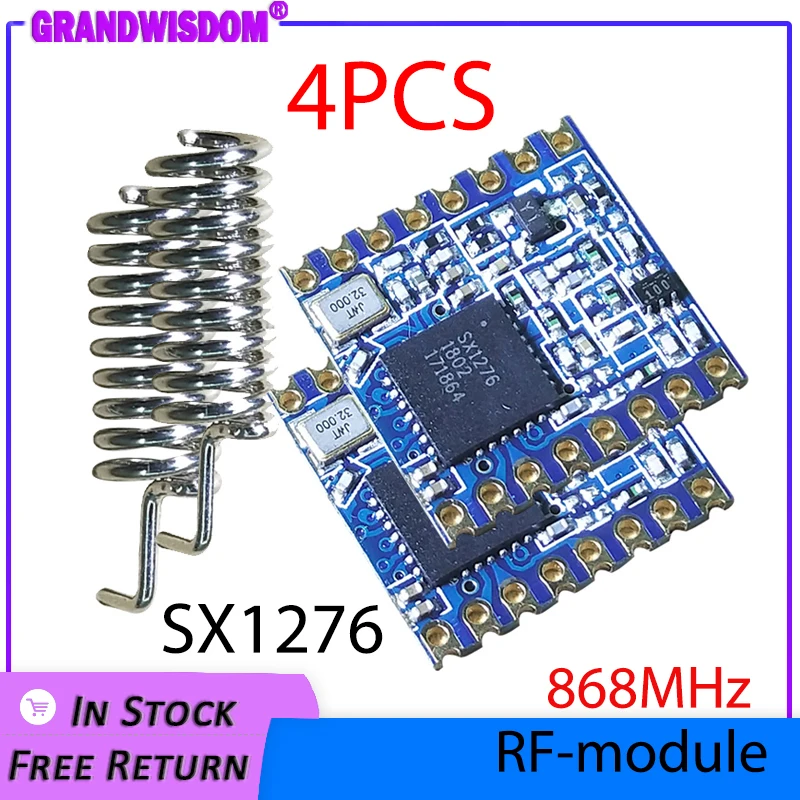4pcs 868MHz super baixa potência RF LoRa módulo SX1276 chip de comunicação de Longa Distância Receptor IOT Transmissor SPI IOT com antena