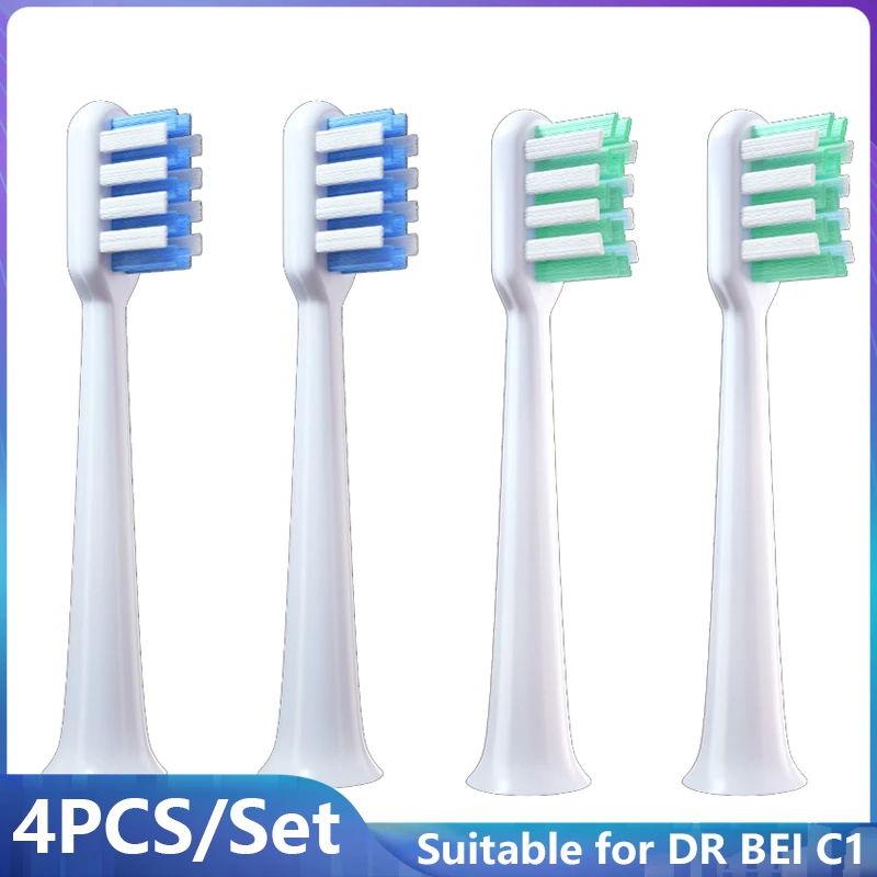 4Pcs de Substituição de Cabeças de Escova de dentes para o DR. BEI C1 Sonic Escova de dentes Elétrica do Vácuo Suave DuPont de Cerdas Substituível Mop Bico
