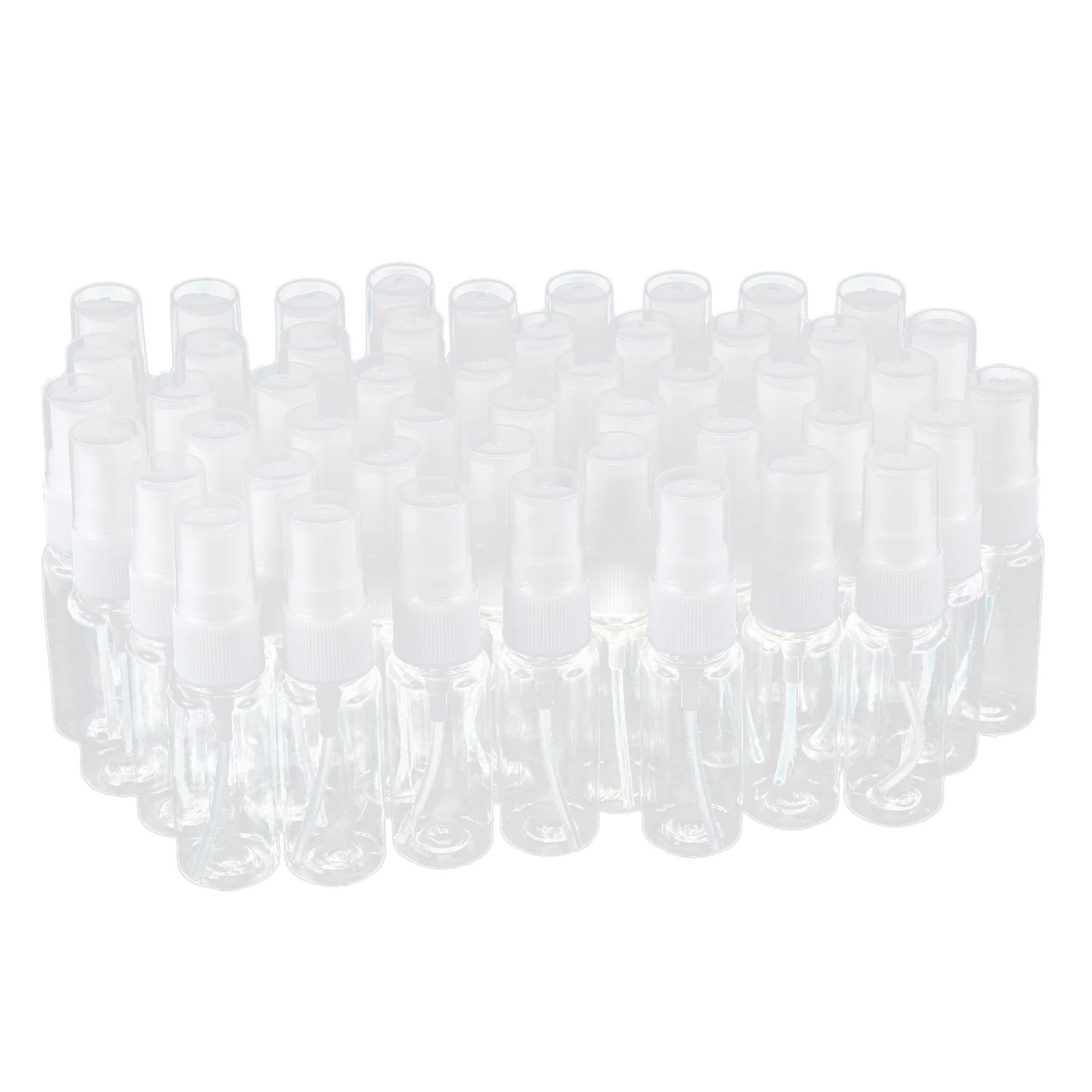 50pcs Vazia de Plástico transparente Névoa Fina de Frascos de Spray com Microfibra Pano de Limpeza de 20ml Reutilizável Recipiente de Solução de Limpeza
