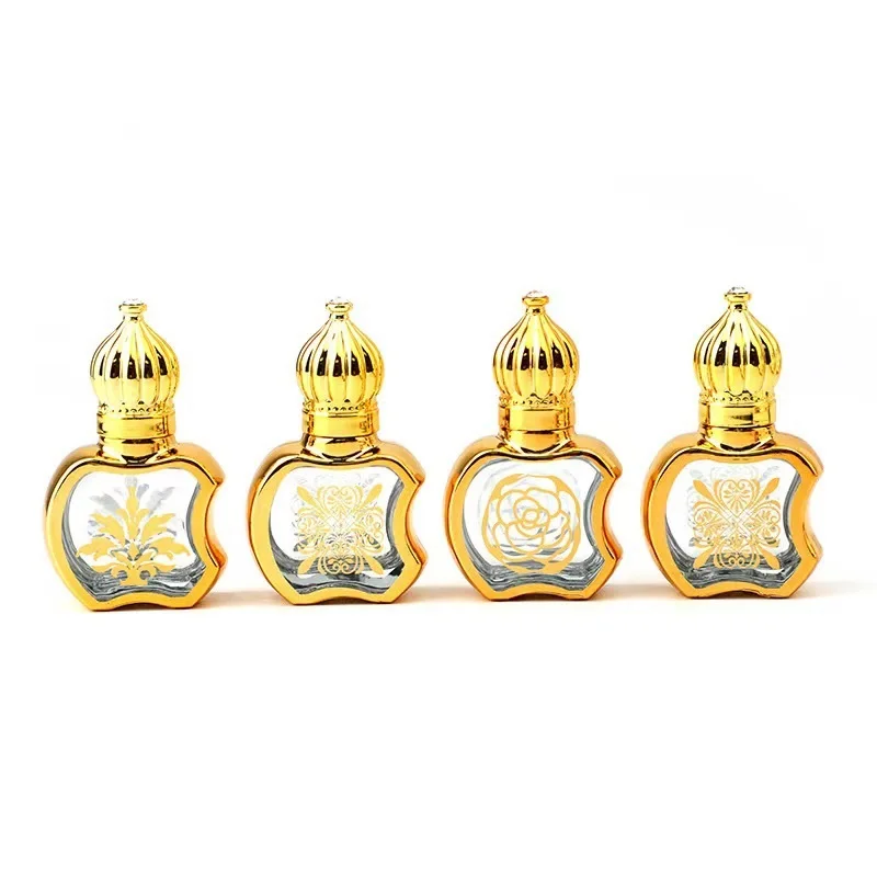 6ML de Vidro Rolar No Frasco de Perfume Apple Forma de Coroa de Ouro Tampa de Desodorante Roll On Frascos Portátil Óleo Essencial de Garrafas de Rolos 20pcs