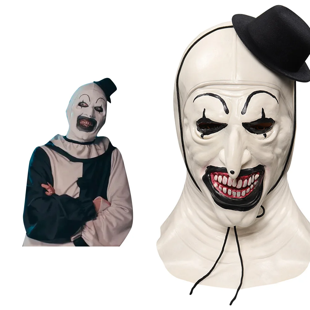 A arte da Máscara de Palhaço Terrifier 2 Cosplay Máscara Capacete Masquerade Festa de Halloween Traje Adereços, Máscaras de Látex para Homens Mulheres