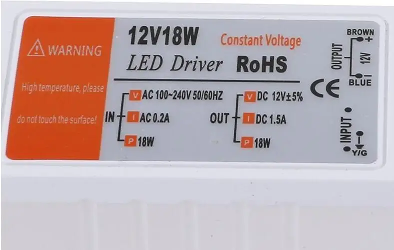 A DHL 100 peças led de alimentação led de transformador DC 12V AC 100-240 V dc 1.5 Um driver de led 18w para a faixa de led mr16 mr11