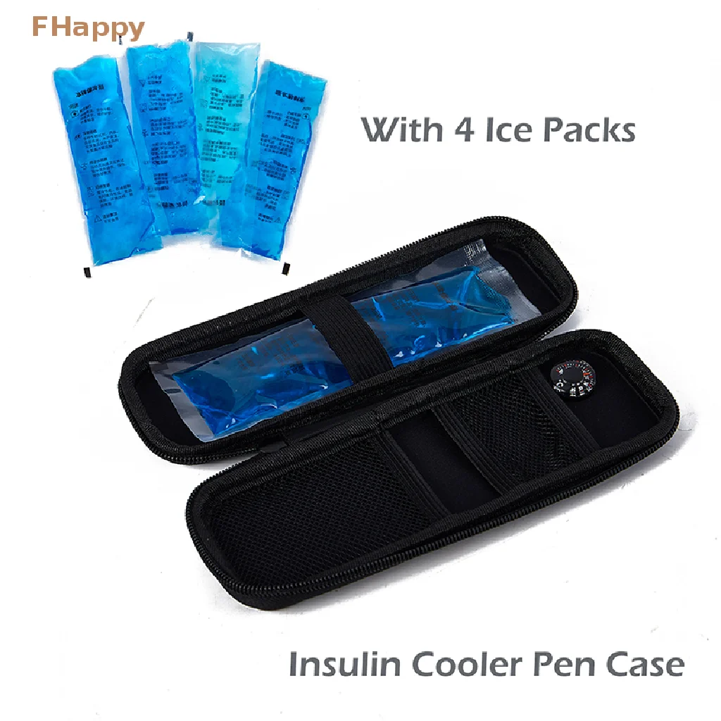 A Insulina Saco Medicina Caixa Térmica Com 4 Blocos De Gelo Portátil De Insulina De Refrigeração Saco De Insulina Caso De Paciente Diabético Organizador