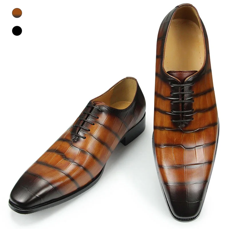 A moda Casamento Vintage Mens de Couro Genuíno Sapatos Personalizados Oxfords cavalheiro office Casual genuin sapato social masculino