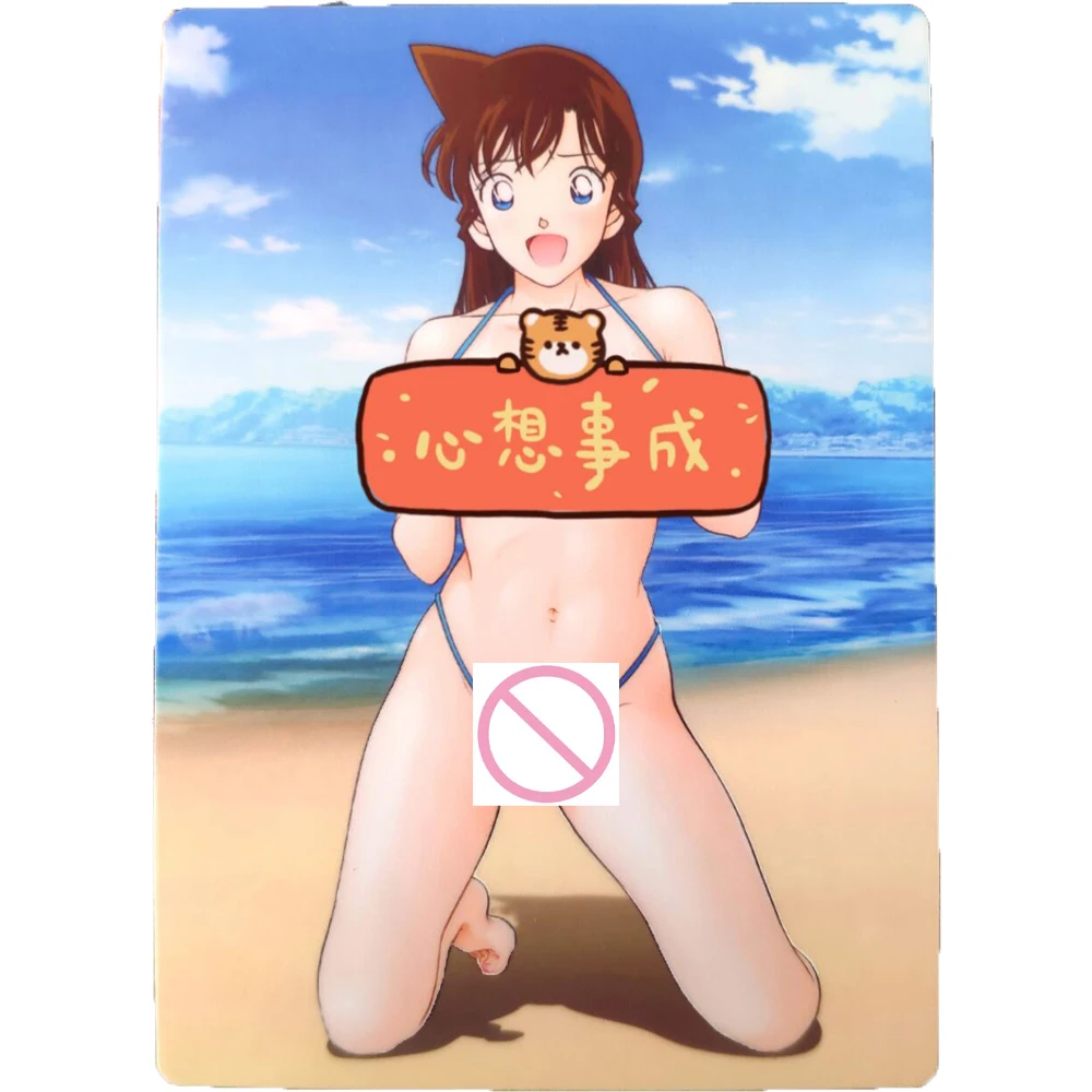 Animação Coleção de Cartão de Detective Conan Biquíni Ran Mouri Sexy Menina Bonita do Cartão de Anime Periféricos Presentes de Natal 63*88mm