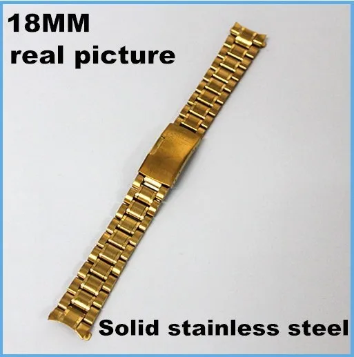 Atacado 10PCS/lotes de Alta qualidade 18MM faixa de relógio de Aço Inoxidável pulseira de ouro cor -0140817