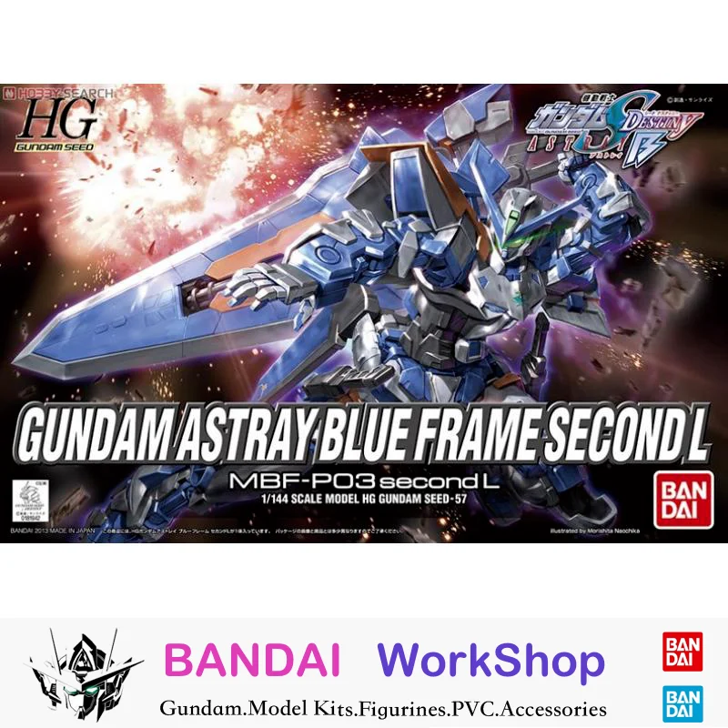 Bandai Original 1/144 HG Gundam Astray Moldura Azul Segundo LAction Figura Montagem do Modelo de Kit de colecionador de Presentes