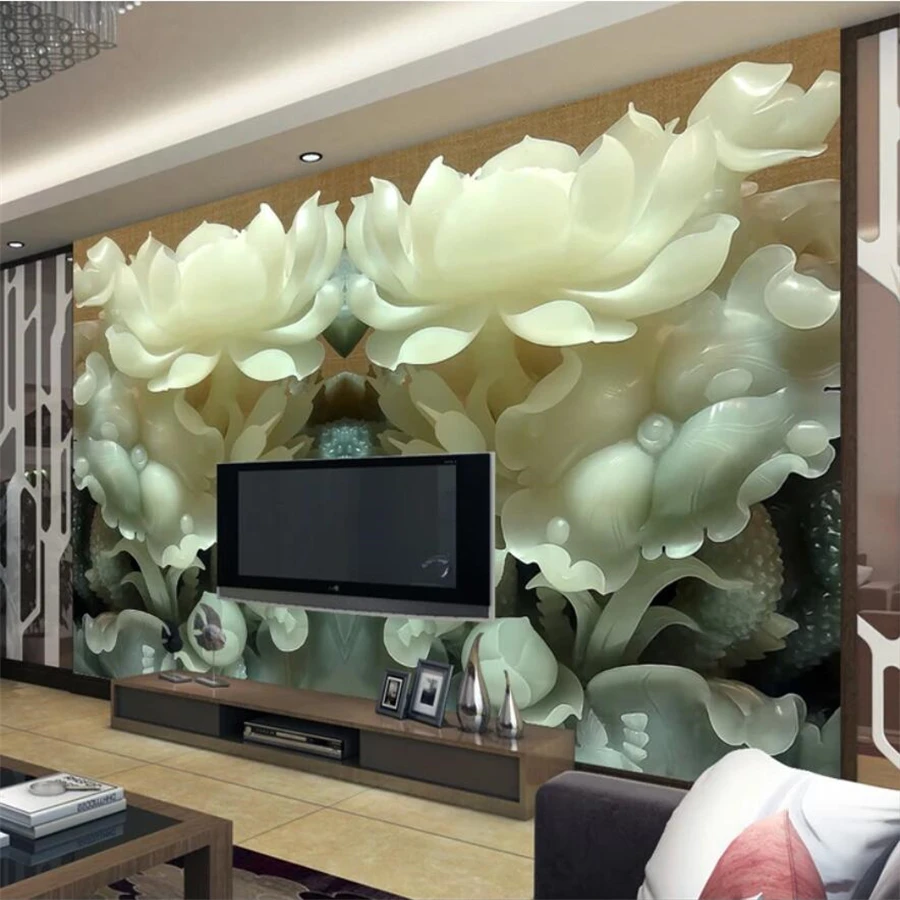 beibehang papel de parede Personalizado 3d foto mural de jade lotus mural de PLANO de fundo de parede de sala de estar, quarto, papel de parede 3d papel de parede