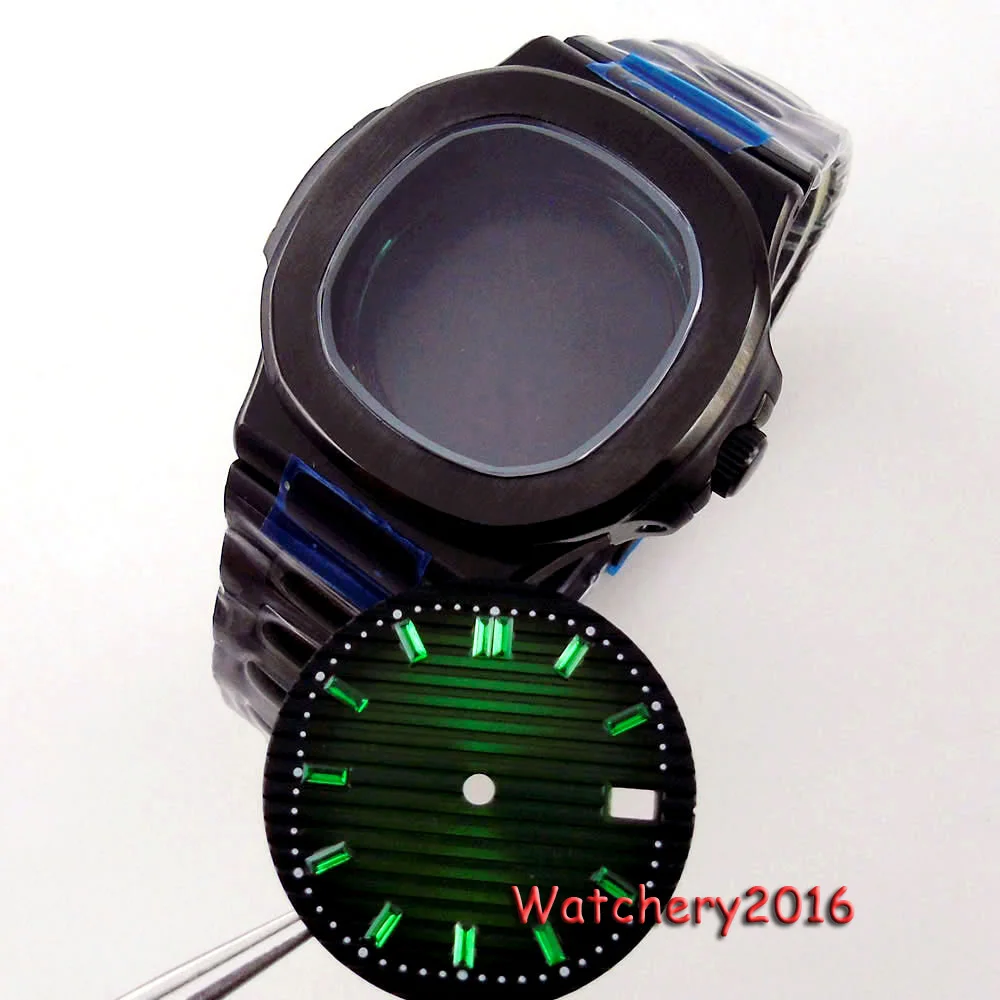 BLIGER Praça 40mm caixa de Relógio de 29,8 MM Verde Azul Dial Cor Marcas de Ajuste NH35A Movimento Automático Mens Relógios Janela de Data