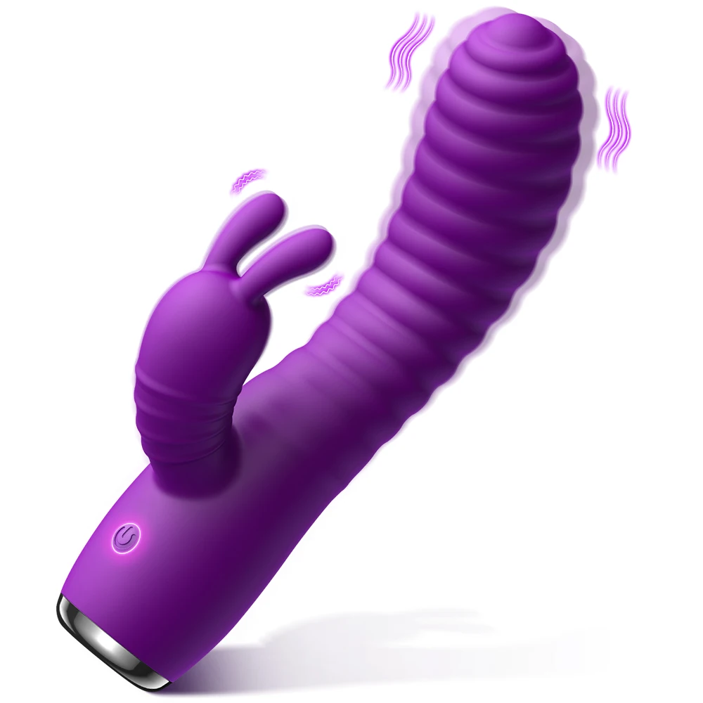 Brinquedo adulto Coelho Vibrador para o ponto G, a Estimulação do Clitóris Poderoso Vibrador com 10 Vibração e Aquecimento Função de Brinquedo do Sexo para Mulheres