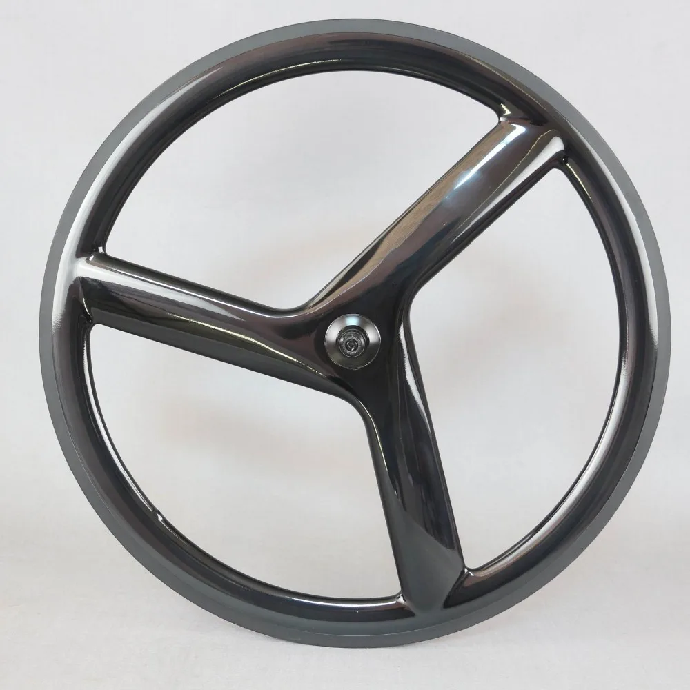 Carbono Tri-falou Roda Dianteira, 50 mm Clincher Pista de pouso Fixo Traseiro de Rodado, Tubular para a Estrada rodado , 3 raios de rodas