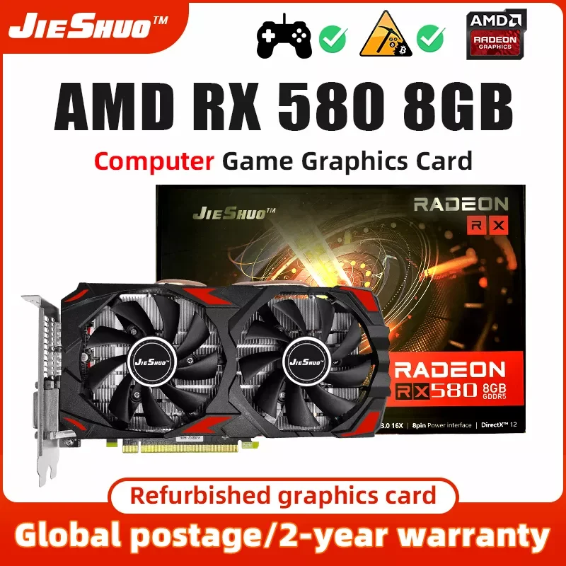 cartão de RX 580 8G de memória GDDR5 GPU rx580 8gb 256Bit 2048SP Computador GPU RX 580 8gb jogo de computador do ambiente de trabalho