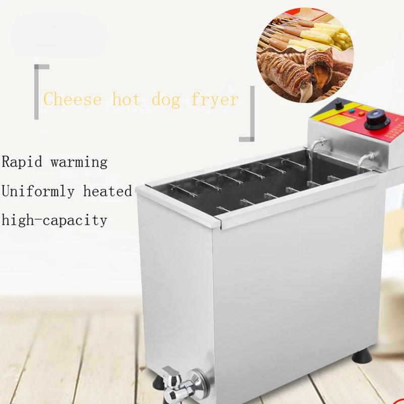 Comercial de Queijo, Cachorro-Quente Varas Fritadeira Elétrica Grande Capacidade de Profunda Quente de Milho Cão Fritadeira, Máquina de 3000W