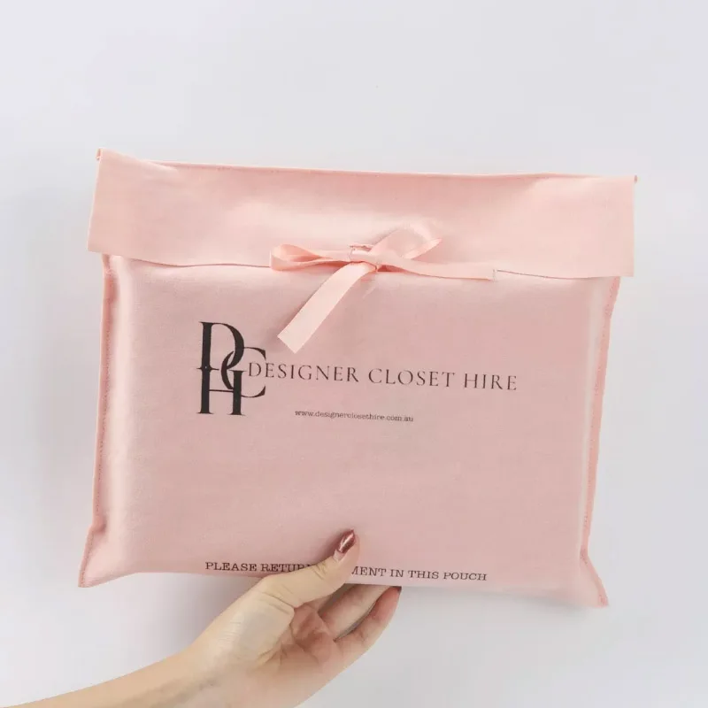 Cor-de-rosa Fita de Veludo de Envelopes Sacos de 7x7cm 8x10cm 10x10cm 12x12cm Personalizado de Jóias de Embalagem Saco Logotipo Virar Bolsas
