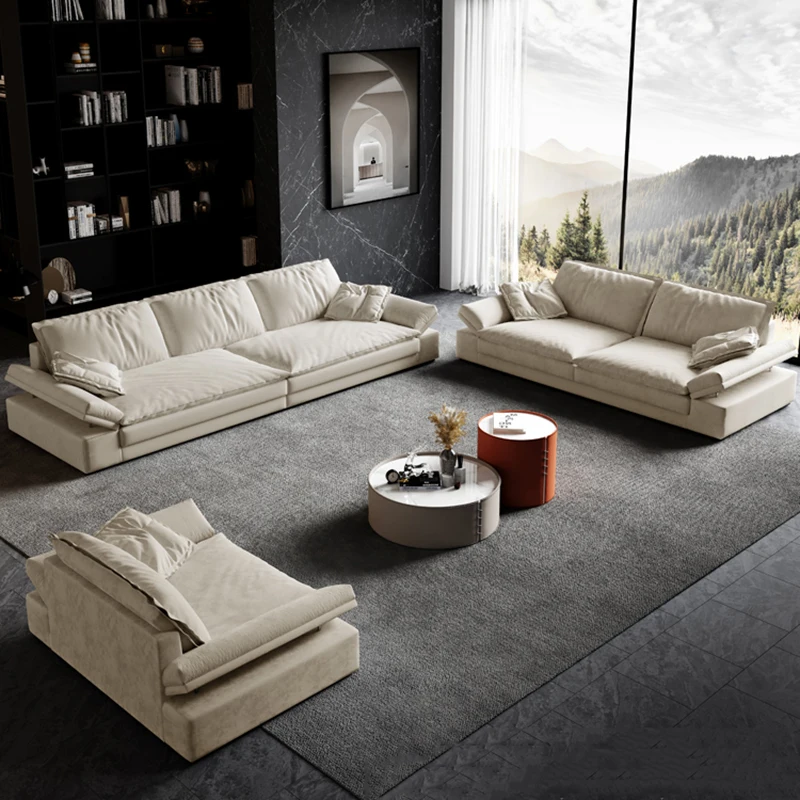 Corte Sofá da Sala Longue Poltrona de designer Relaxante e Moderno de 3 Lugares Sofá branco de Luxo em Carpete em Casa italiana de Móveis
