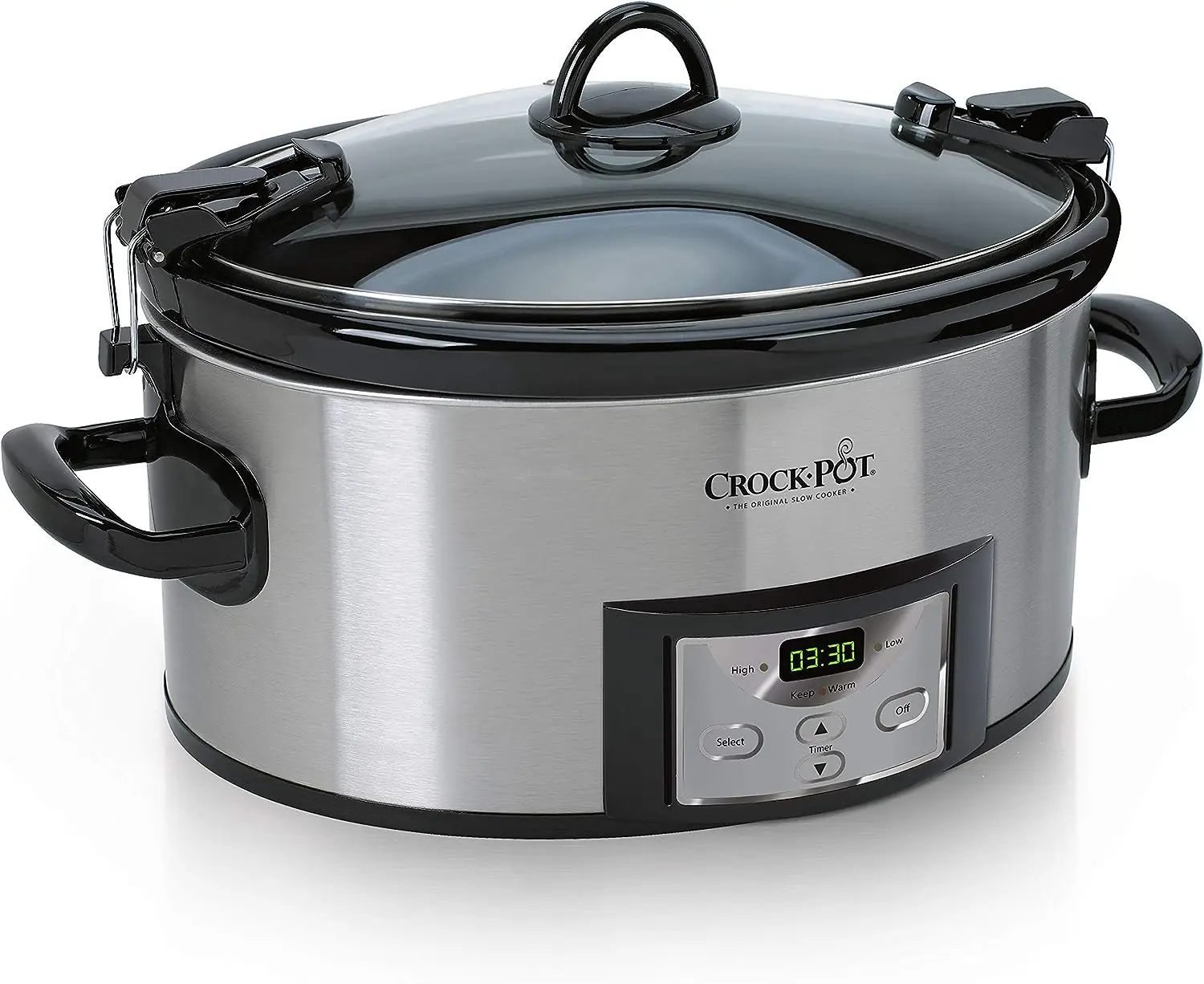 Crock-Pot 6 Quart Cook & Carry Programável Lento Fogão com Timer Digital, de Aço Inoxidável (SCCPVL610-S-A)