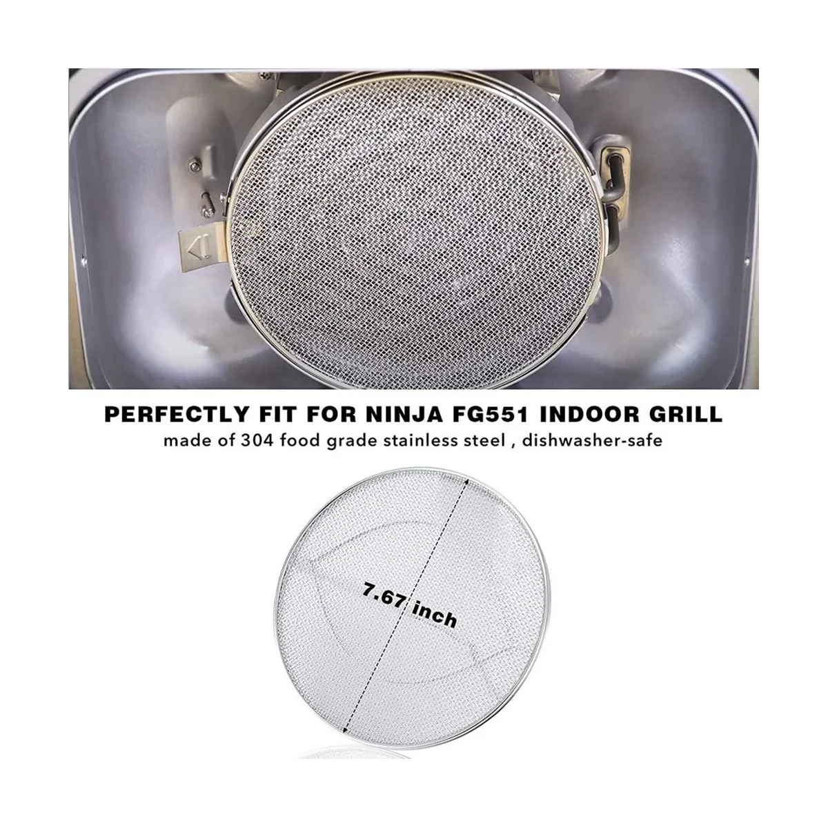 De Aço inoxidável Splatter Escudo para Ninja Foodi FG551, Acessórios para Ninja Foodi Inteligente XL 6-Em-1 piscina Interior Grill Reutilizáveis