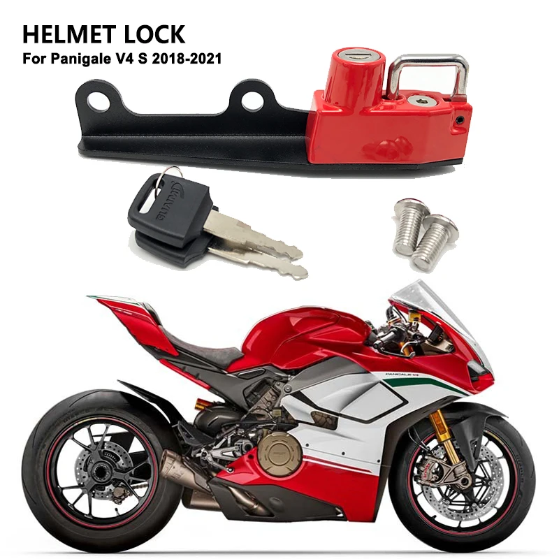 De Capacetes para motociclistas de Bloqueio Kit de Montagem do Gancho de Segurança do Lado do Anti-roubo de Alumínio com 2 Chaves Para a Ducati Panigale V4 / S 2018-2021 2020